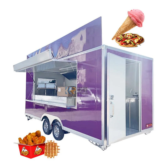 2023 New Food Truck Small Trailer Coffee Carts Vending With Kitchen Fully Equipped Ice Cream Coffee Fast Food Truck For Sale