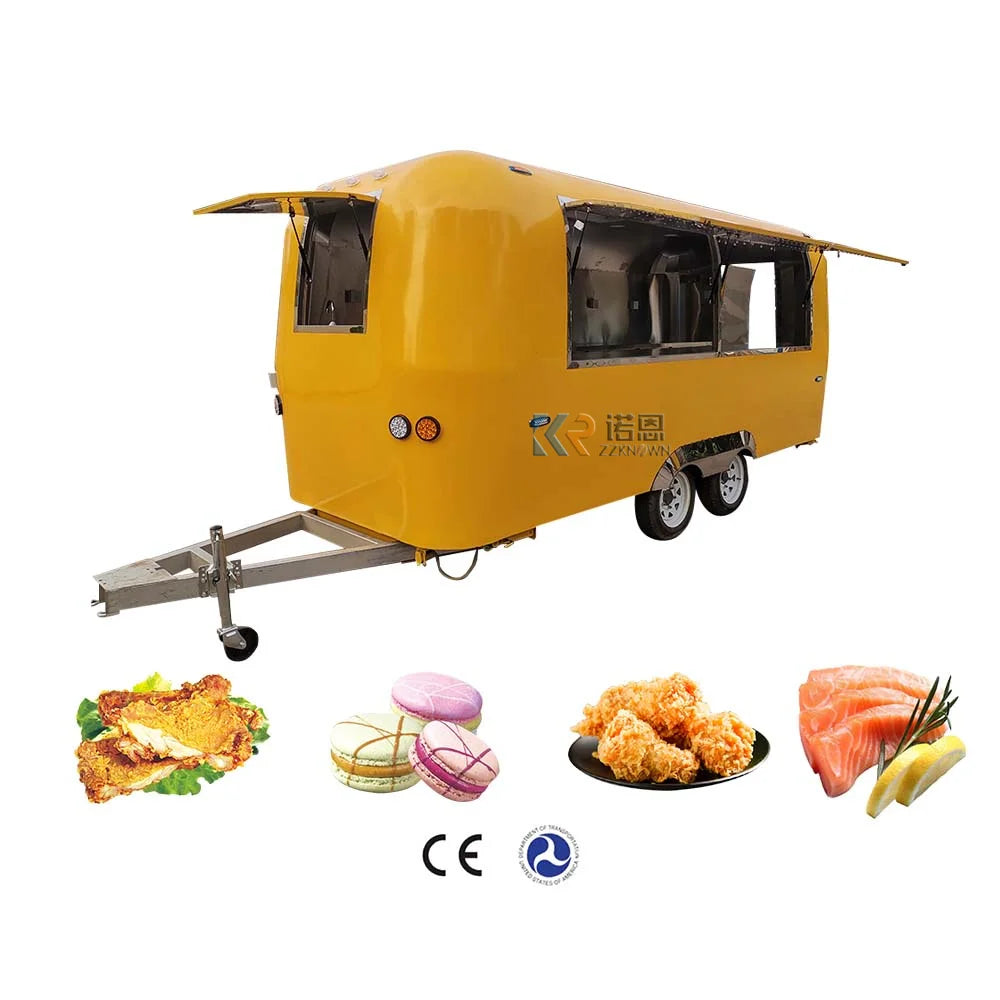 Airstream Coffee Pizza BBQ Fast Food Trailers Chinese New Street Mobile Fast Food Truck Van Ice Cart