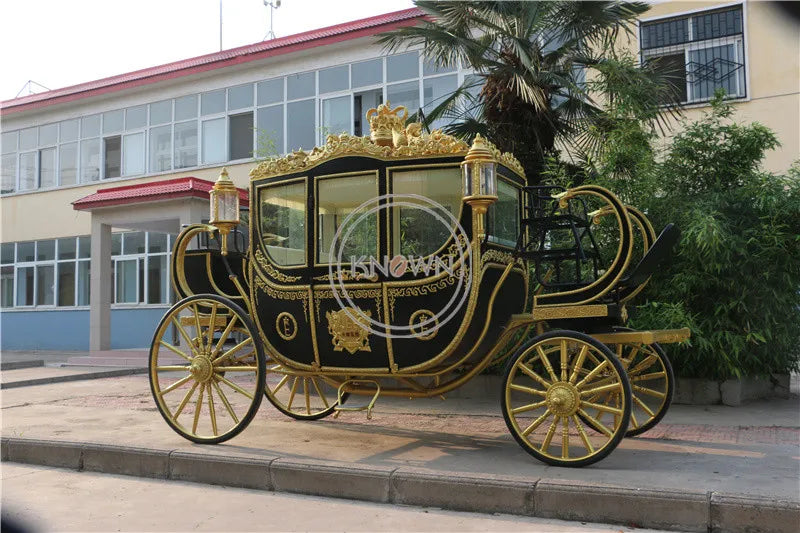 2022 Black Color Royal Horse Carriage Luxury Wedding Horse Cart Attraction Exhibition Horse Carriage