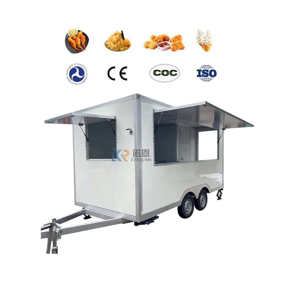 Usa Standard Fast Food Kiosk Ice Food Truck Mobile Kitchen Food Trailer With Full Kitchen Equipment