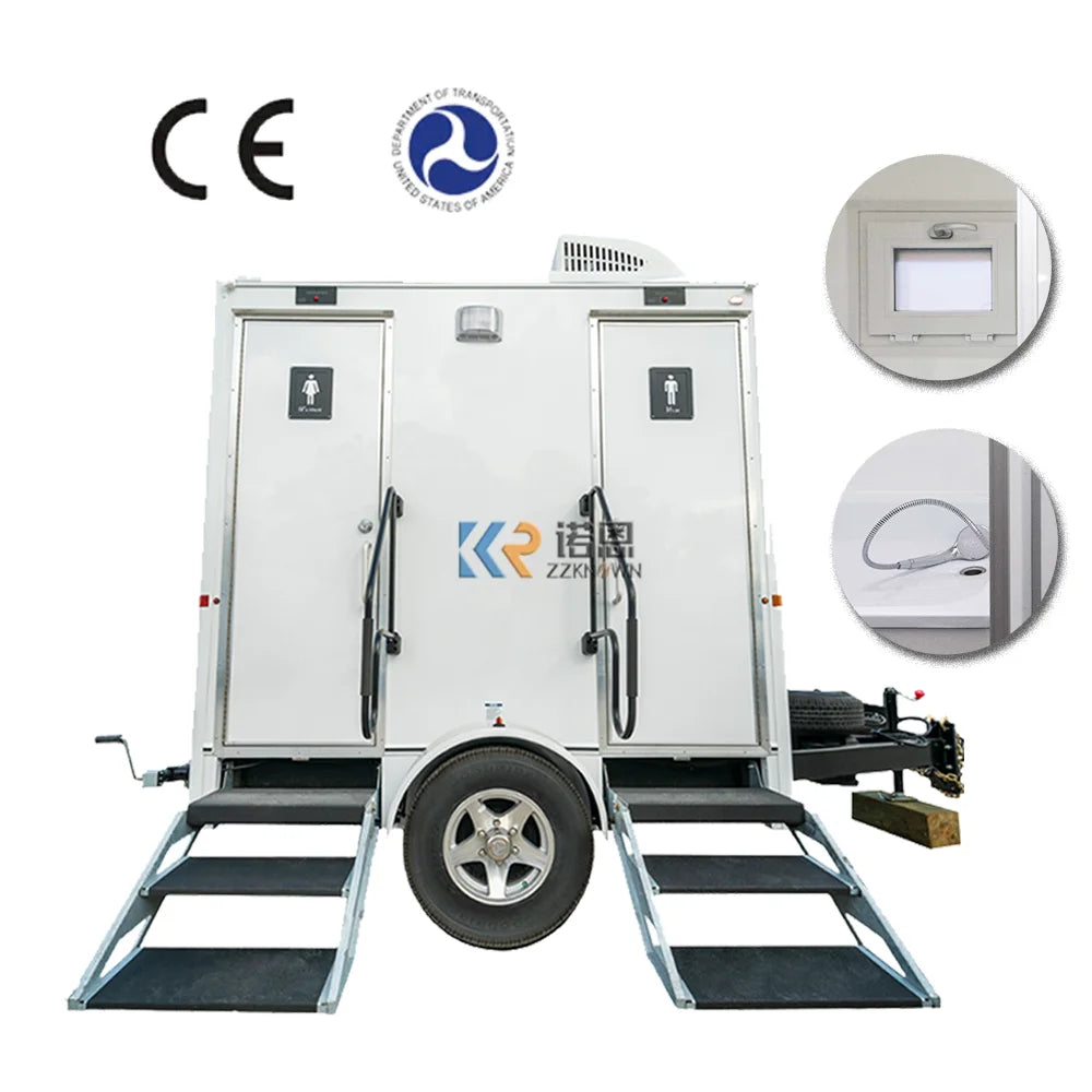 2023 10 Station Portable Restroom 28 Feet Mobile Toilet Trailer For Sale In USA Portable Toilets For Sale