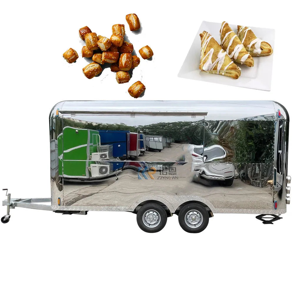 Mobile Food Cart Coffee Catering Concession Airstream Fast Food Trailer Fully Equipped Ice Electric Food Truck