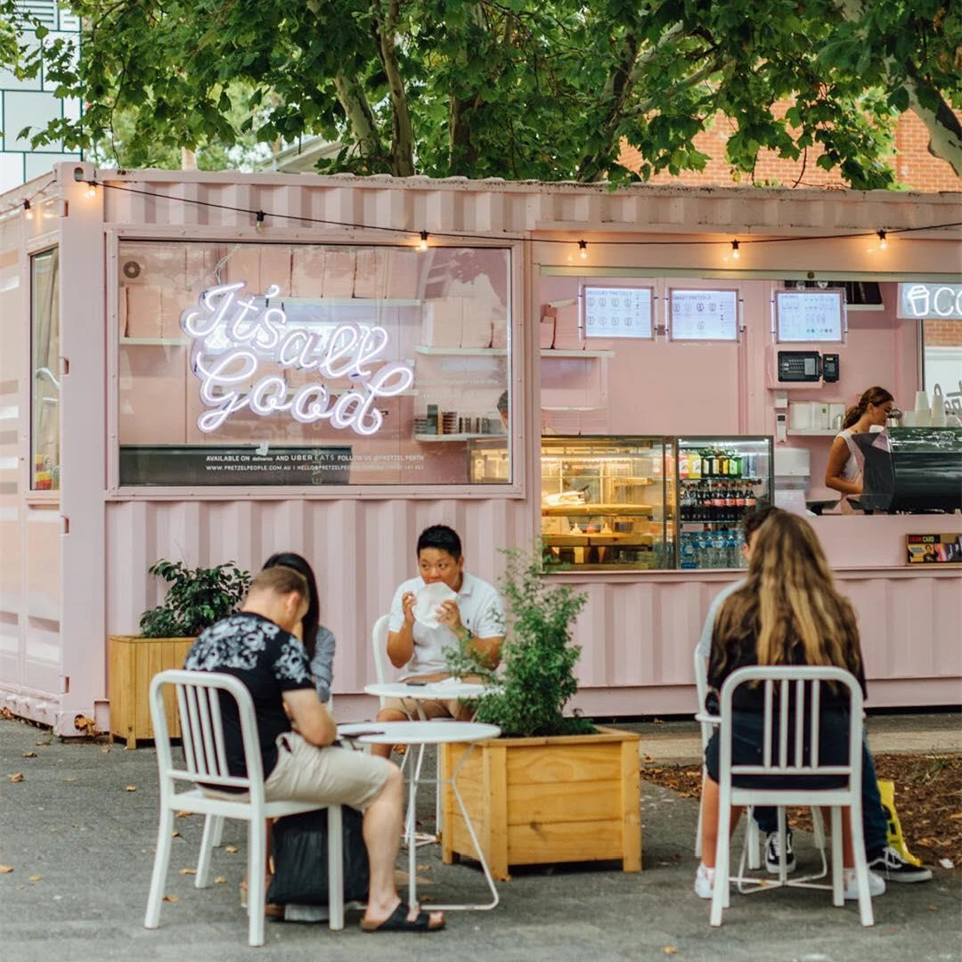 Casas prefabricadas de diseño nuevo y de bajo precio con equipamiento completo para café, casa pequeña prefabricada de 20 pies con envío