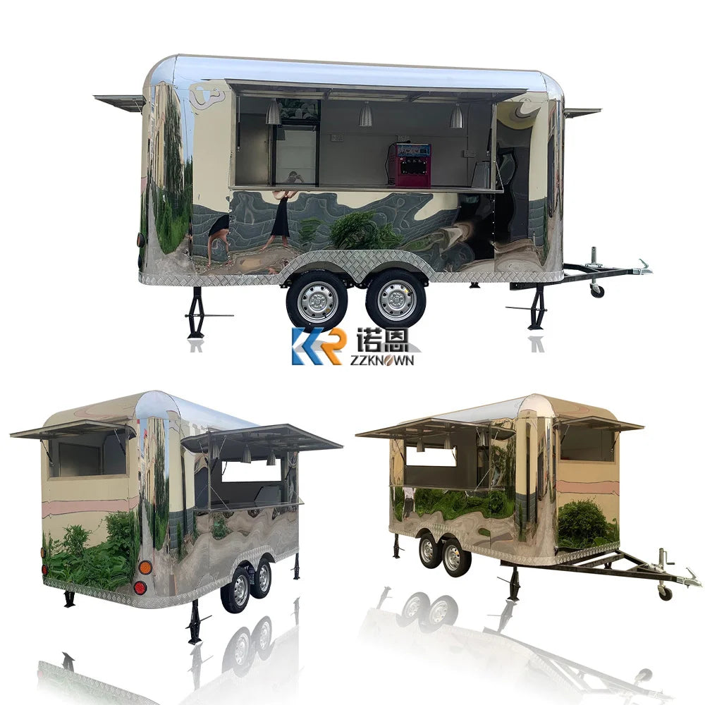 Food Truck With CE DOT Certificate Mobile Food Cart Fully Equipped Kitchen Food Vending Trailer