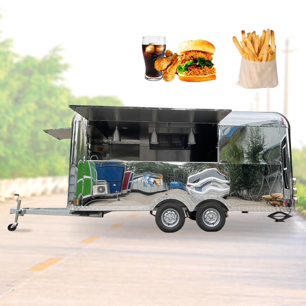 Stainless Steel Food Trailer With DOT CE Certification Mobile Fast Food Trailer Pizza Hotdog Customization Outdoor Food Cart