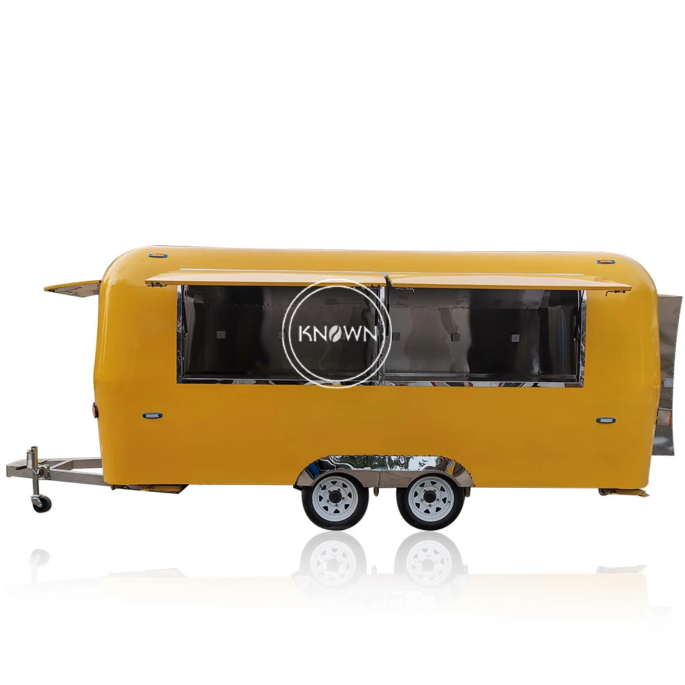 Los carros de comida móviles más vendidos Airstream, remolque de comida para concesión de perritos calientes de acero inoxidable, camión de comida remolcable a la venta