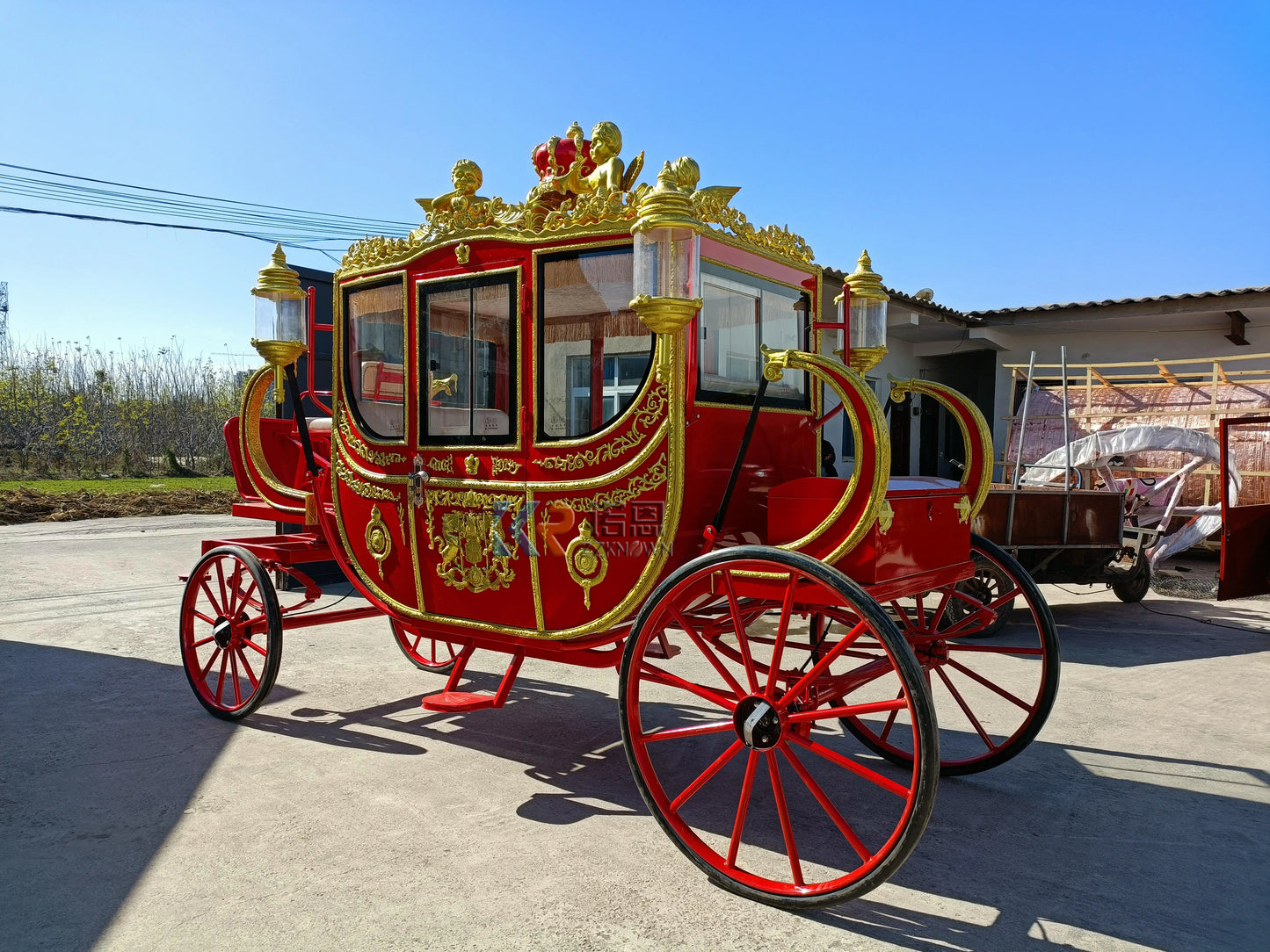 Calèche électrique royale à citrouille, transport spécial, calèche dorée