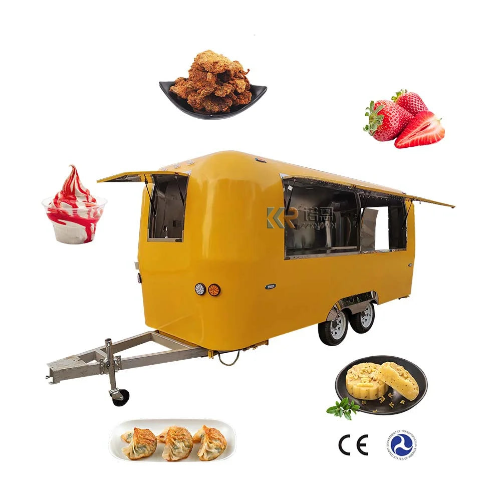 Airstream Coffee Pizza BBQ Fast Food Trailers Chinese New Street Mobile Fast Food Truck Van Ice Cart