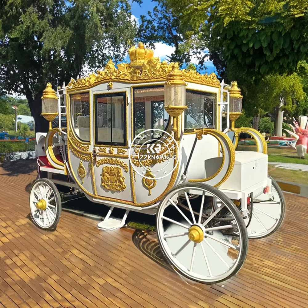 OEM Double Row Sculpture Mural Red Gold Royal Carriage Wedding Carriage Deluxe Horse Carriage Manufacturer Electric