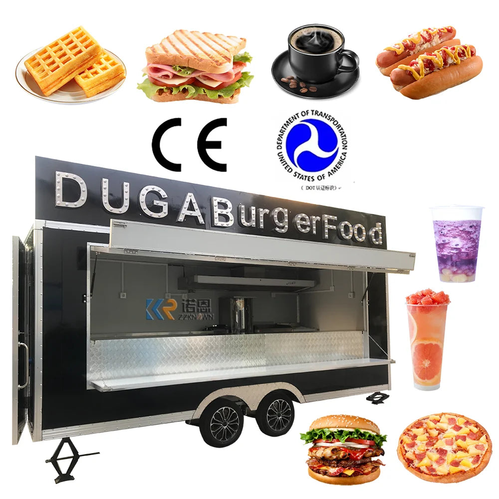 Remolque de comida para café con concesión móvil, carrito de helados y hot dogs totalmente equipado, quiosco de comida, remolque con equipo de cocina completo