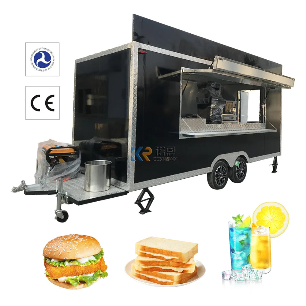 2023 New Small Food Truck For Sale Crepe Trailer Fast With Extension Pizza Fully Equipped Ice Cream Coffee Fast Food Truck