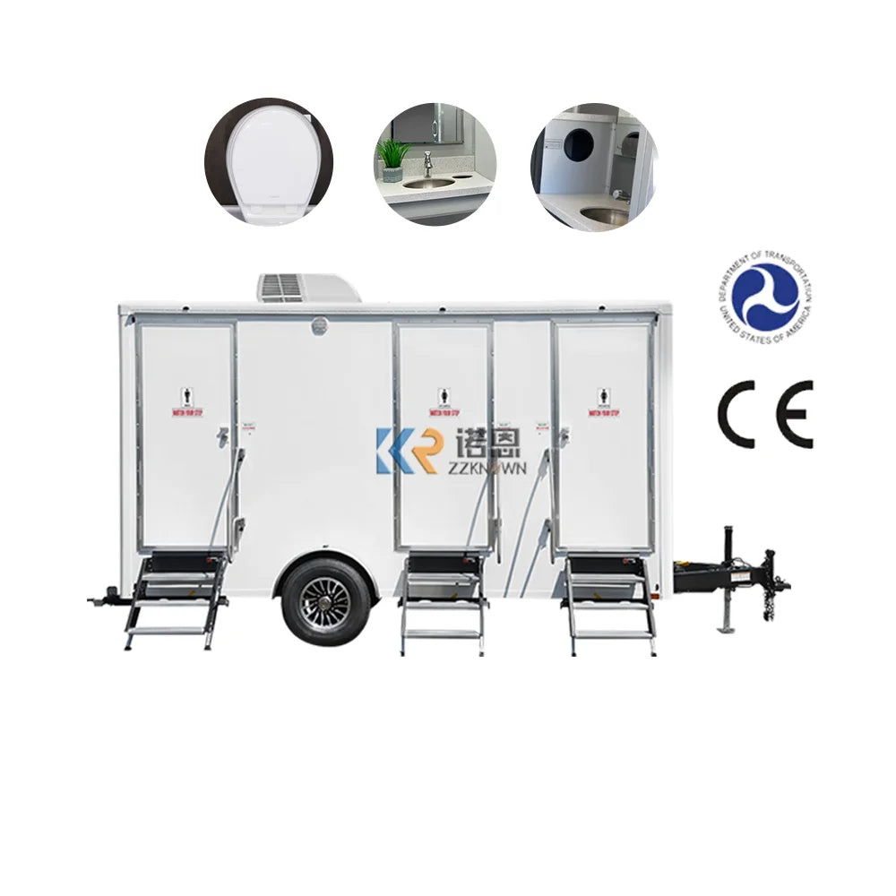 2023 Wholesale Price 2 Station Toilets Trailer Portable Toilets Trailer Outdoor Public Portable Restroom Trailer For Sale