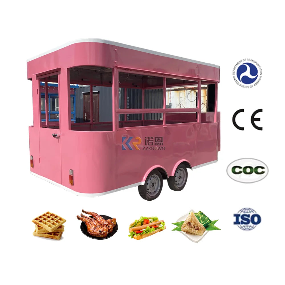 Camioneta expendedora de comida rápida móvil, camión de comida, remolque de comida de acero inoxidable de China