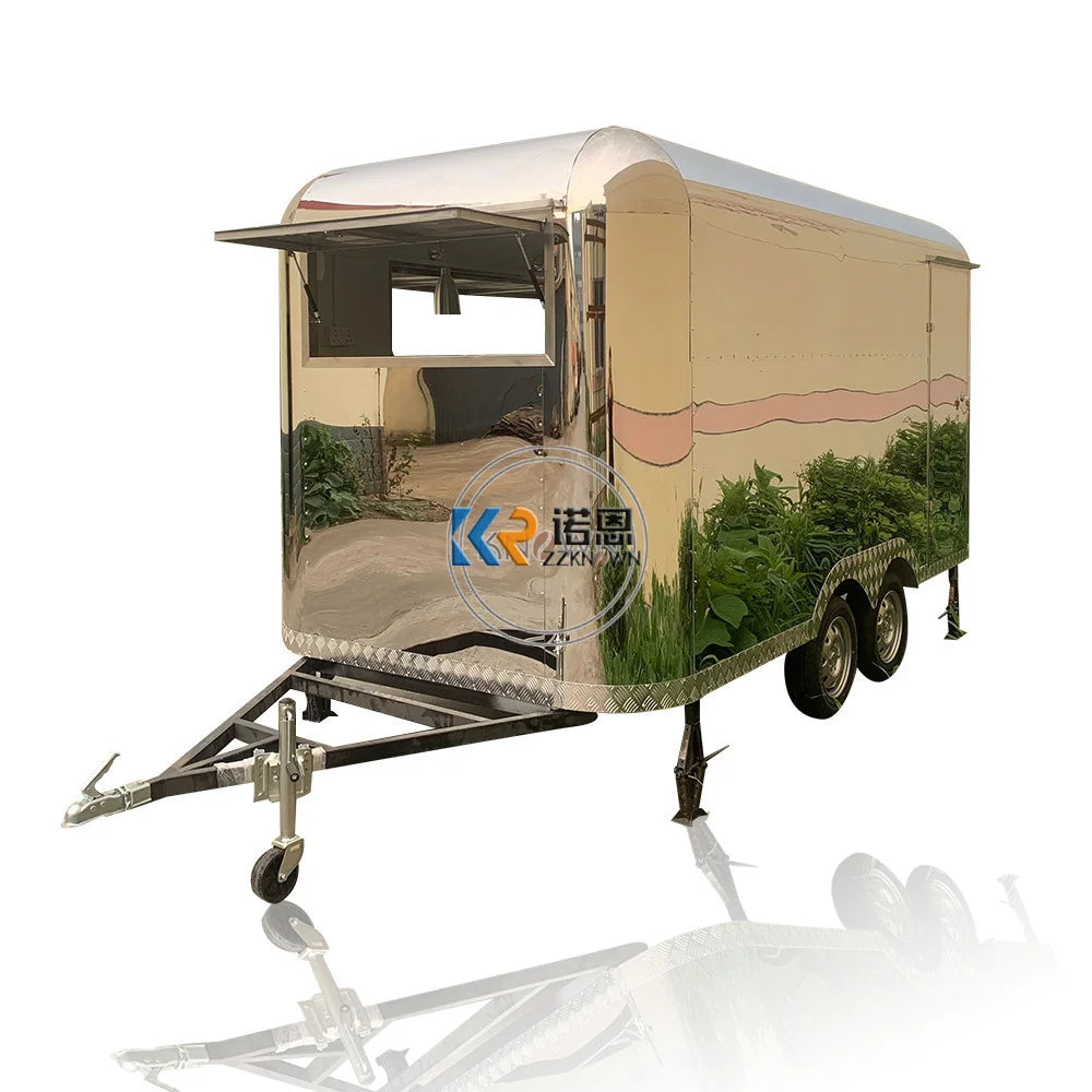 Full Stainless Steel Food Trailer With Kitchen Equipment  Air Stream Mobile Food Truck Vending Trailer