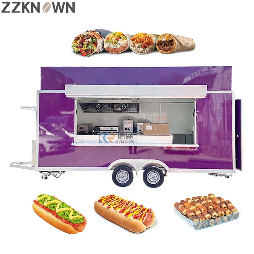 Fast Food Trailer Hot Fog Food Cart Van Mobile Catering Truck Display Pizza For Sale Thailand USA