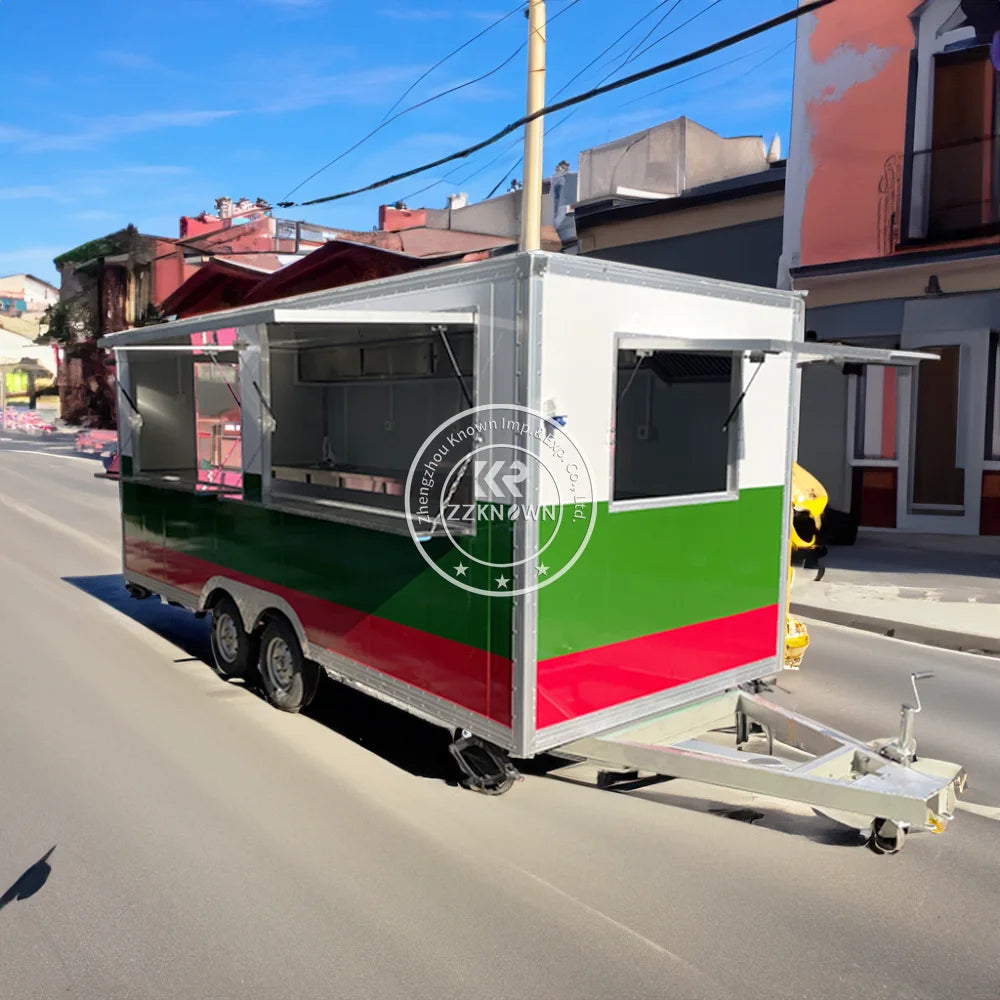 2024 Outdoor Street Mobile Restaurant Dining Car Square  Food Cart Food Shop Kitchen Ice Cream Trucks Trailer For Sale