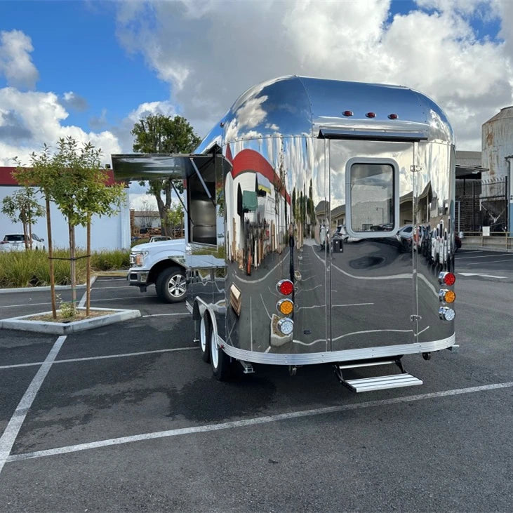 2023 Small Food Truck Stainless Steel Food Truck Airstream Fully Equipped Food Trailer