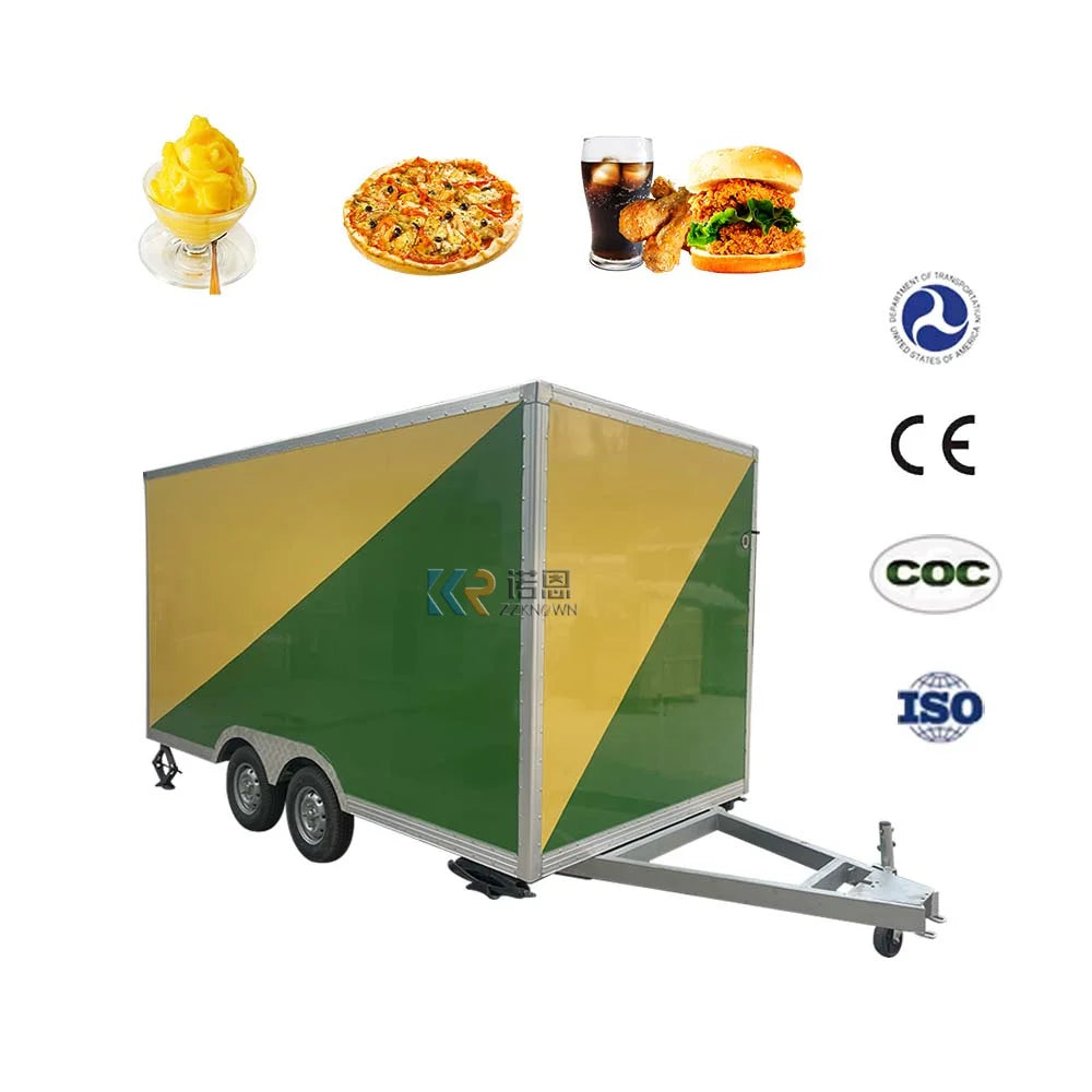 Large Food Trailer Shipping Container Refrigerated Freezer Australian Rent European Solar Kebab Food Trailer