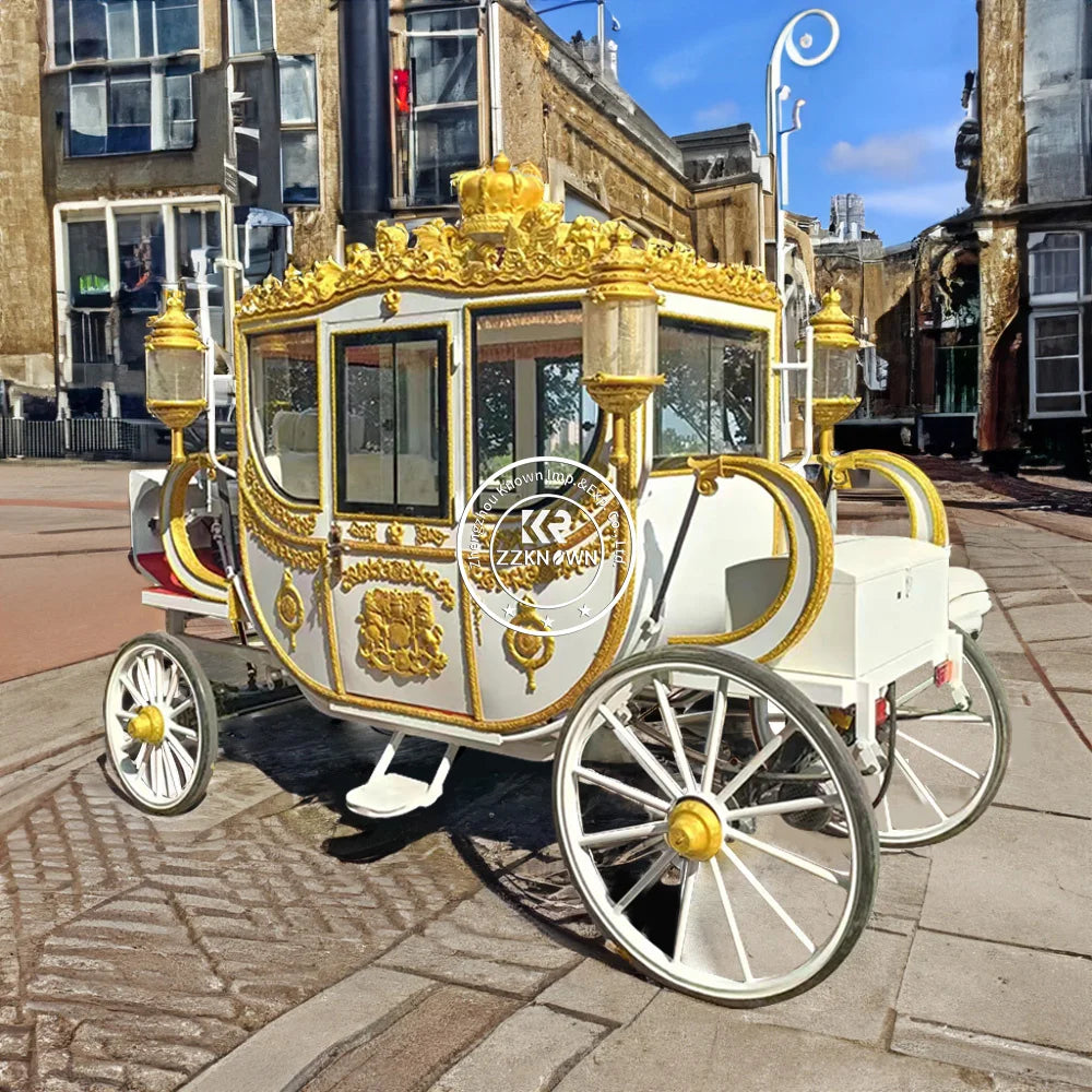 OEM Double Row Sculpture Mural Red Gold Royal Carriage Wedding Carriage Deluxe Horse Carriage Manufacturer Electric