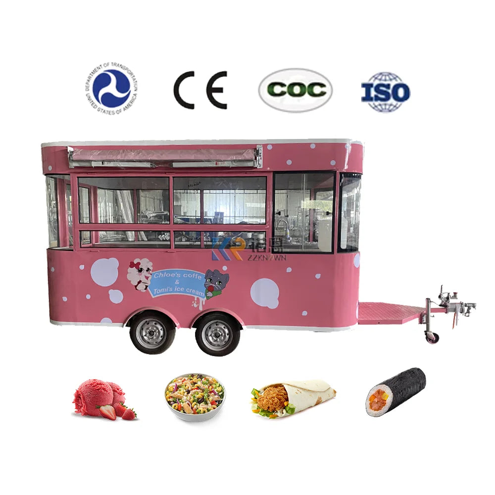 Food Trucks Kiosk Mobile Food Trailer For Europe Coffee Cart Fast Food Truck With Full Kitchen