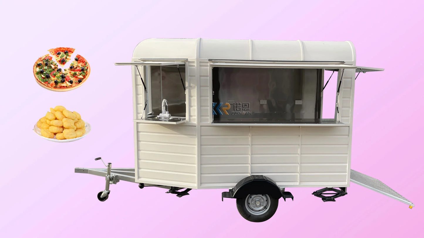 New Type Mobile Modern Fast Food Cart  Vending Kiosk Ice Cream Food Cart White Yellow Black Food Trailer For Sale