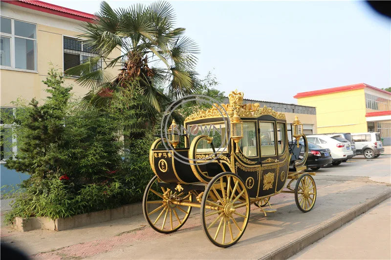 2022 Black Color Royal Horse Carriage Luxury Wedding Horse Cart Attraction Exhibition Horse Carriage