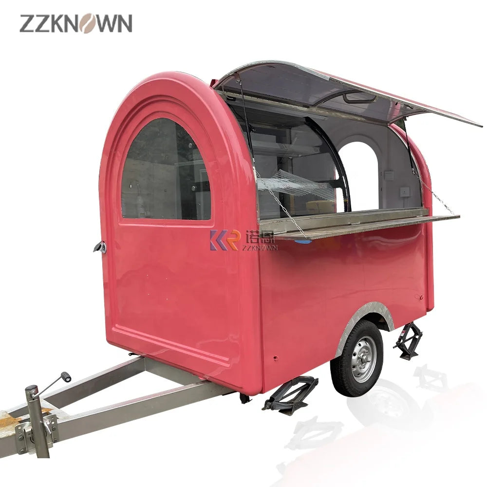 Outdoor Small Stainless Steel Mobile Fast Food Truck Fully Equipped Cupcake Ice Cream Catering Food Trailer