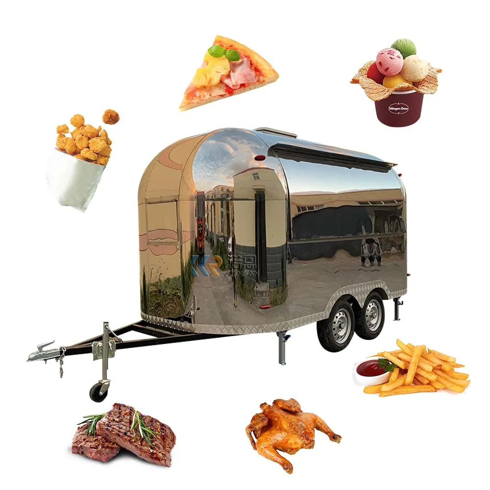 Street Catering Mobile Fast Food Trailer For Sale USA Food Trailer With Porch Fully Equipped Food Trailer