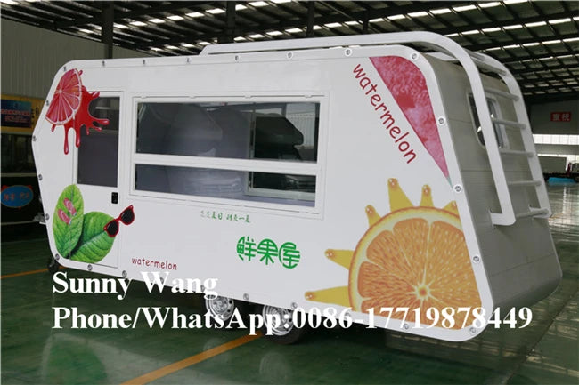 OEM CE Fast Food Snack Fruit Juice Coffee Ice Cream Freezer Food Cart Trailer