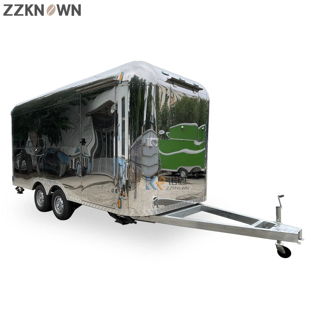 Stainless Steel Food Trailer With DOT CE Certification Mobile Fast Food Trailer Pizza Hotdog Customization Outdoor Food Cart