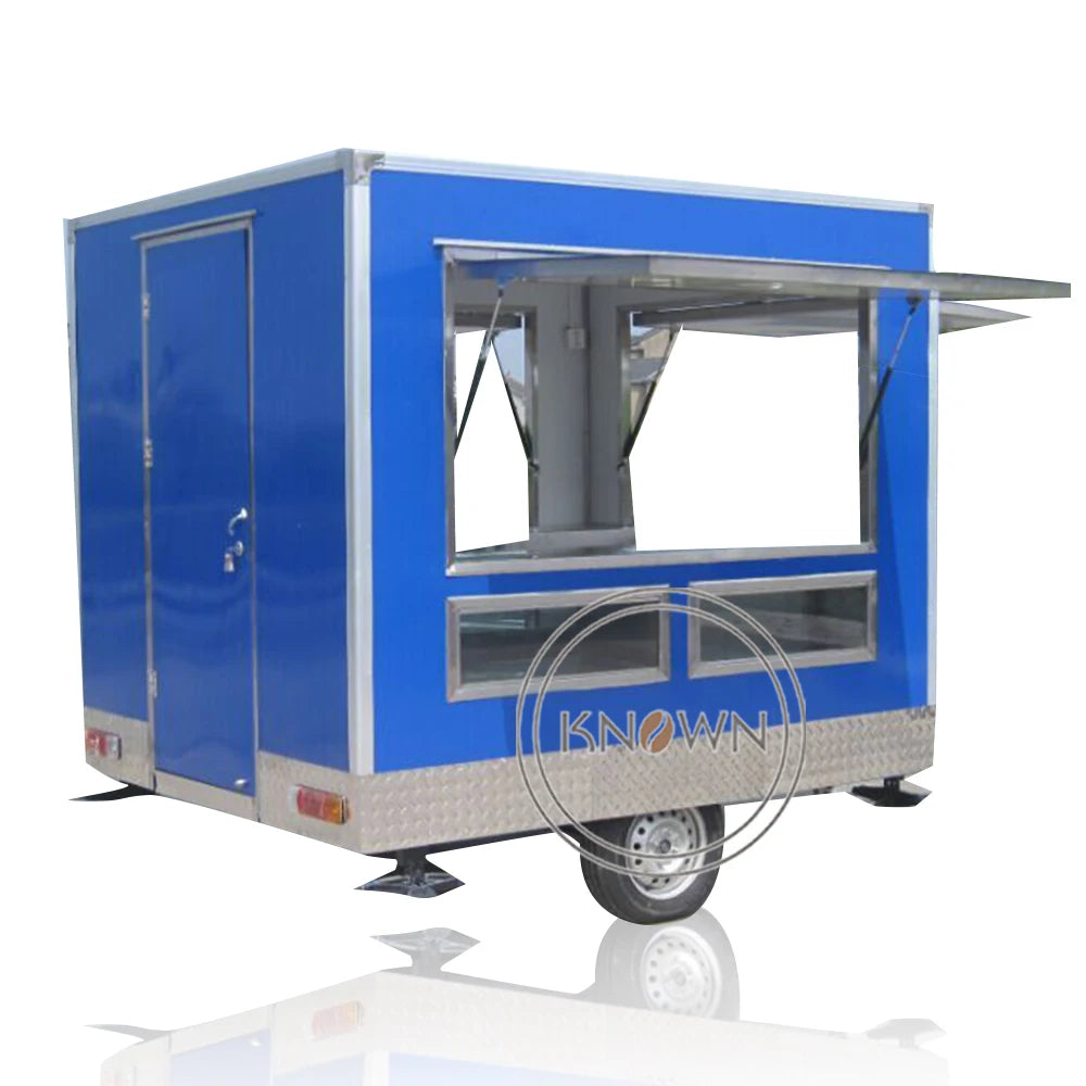 OEM Square Fast Food Van Trailer Mobile Kitchen Catering Cart Truck Customized Hot Dog Vending Kiosk