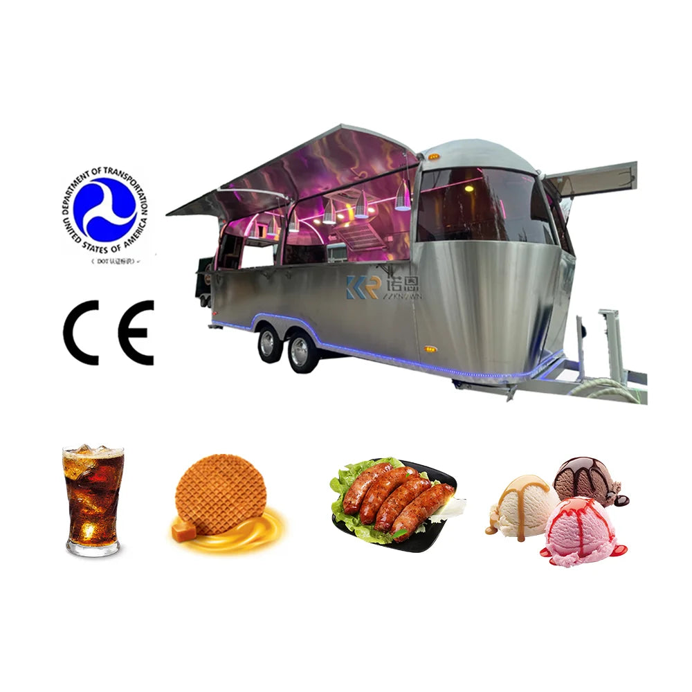 Outdoor Mobile Food Truck With Full Kitchen American Standard Food Trailer With DOT