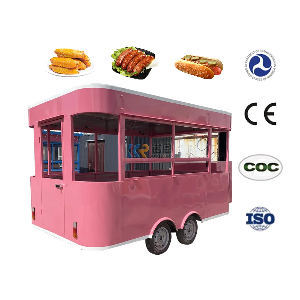 Colorful Customizable Mobile Food Trailer For Sale Zhenda Low Price High Quality Exquisite Food Truck Or Trolley Ice Food