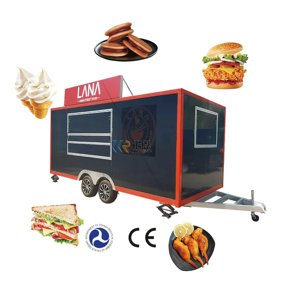 Nuevo y popular camión de comida totalmente equipado a la venta en Europa, concesión personalizada con fregadero, carrito de venta de café, remolque de comida