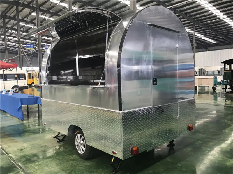 OEM Stainless Steel Food Trailer Mobile Street Kitchen Food Vending Van for Sale Breakfast Snack Cart