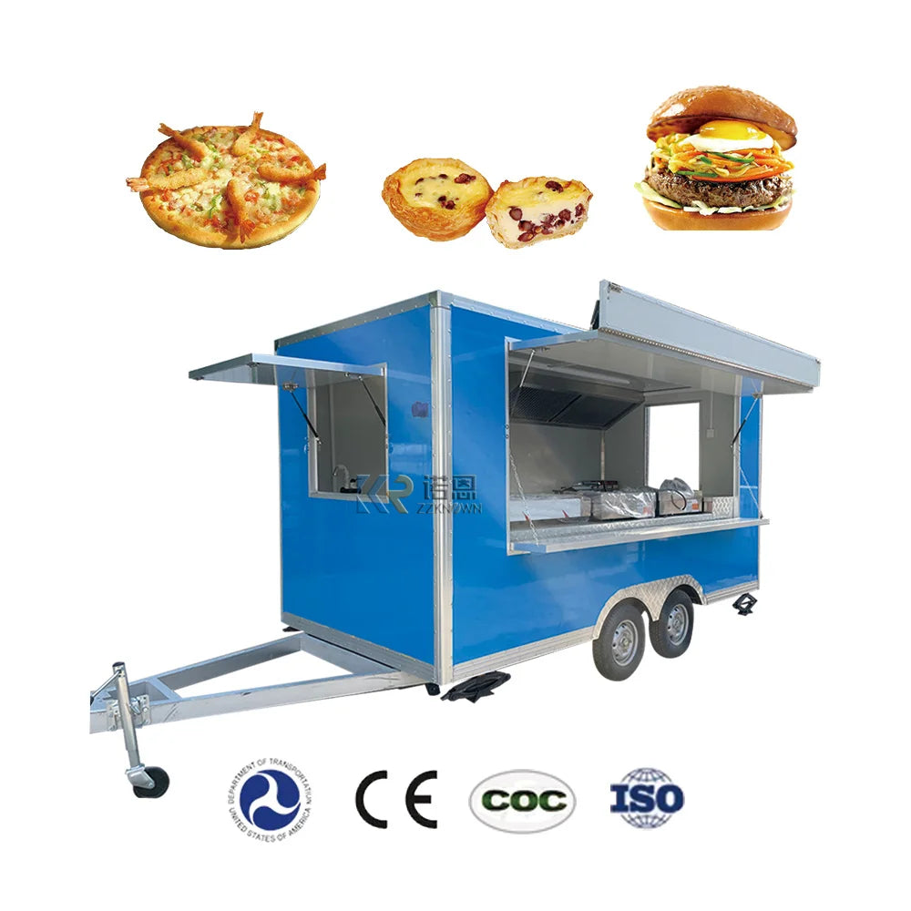 2023 Good Price Food Cart with Fried Ice Machine Coffee Carts Mobile Food Trailer Street Food Catering Trailer for Sale