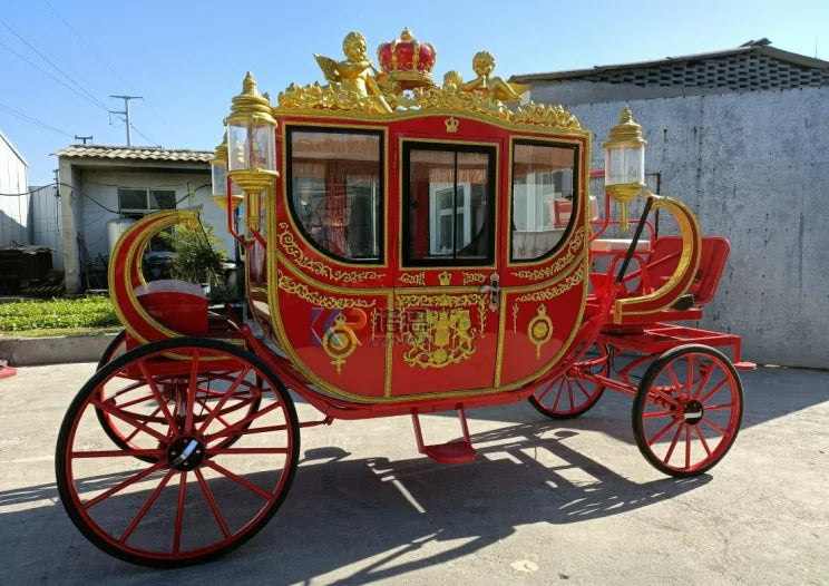 2023 New Style Royal Horse Carriage Wagon Electric Wedding Classical Princess Sightseeing Cart with 4 Wheels