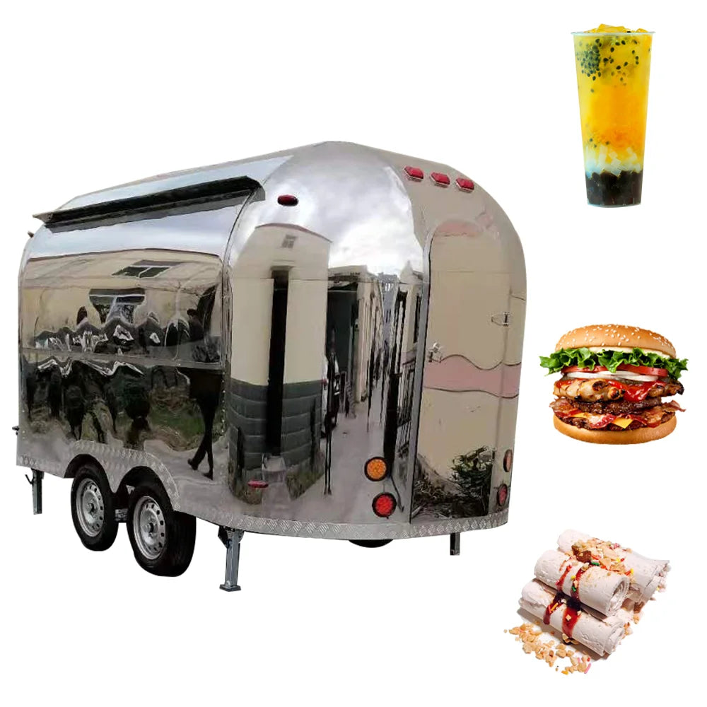 Fast Street Electric Mobile Food Cart Bus Vending Car Galvanized Food Truck Trailer For Sale Ghana Restaurant Foodtruck