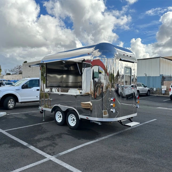 2023 Small Food Truck Stainless Steel Food Truck Airstream Fully Equipped Food Trailer