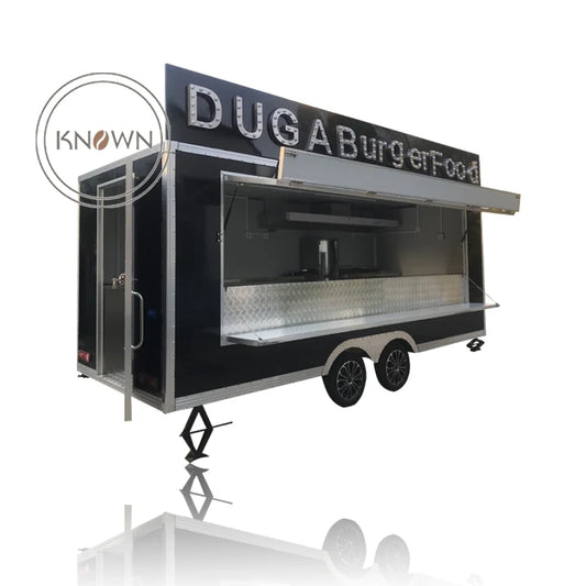 OEM 5M Stainless Steel Hot Dog Pizza Coffee Ice Cream Hot Dog Food Cart Mobile Fast Air Stream Camping Food Trailer Trucks